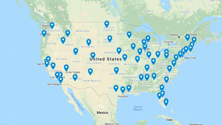 Maps with pins for code.org locations